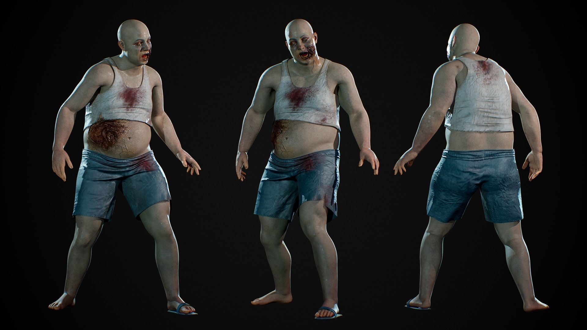 Big Zombie  Low-poly 3D model_5