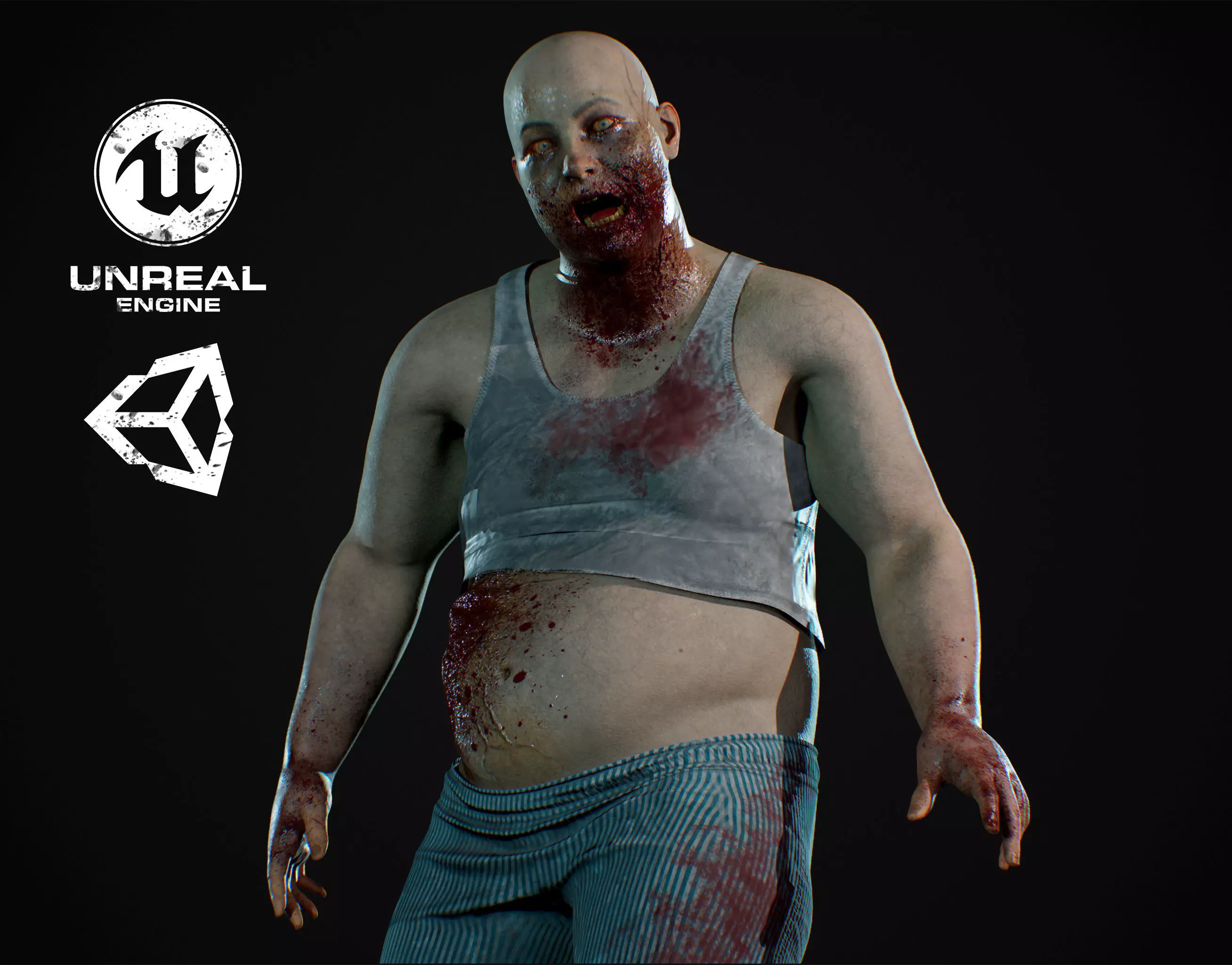 Big Zombie  Low-poly 3D model_0