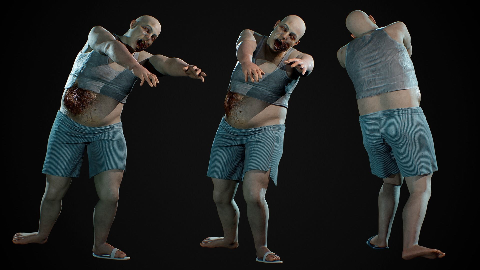 Big Zombie  Low-poly 3D model_2