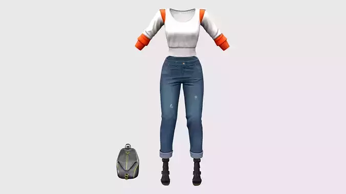 Fashionable Casual Winter Outfit Sweater Jeans Shoes