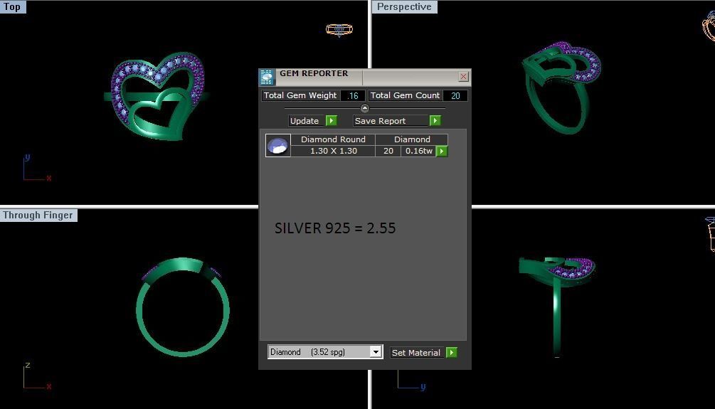 Solitaire Wedding Engagement Heart Ring 3D print model_4