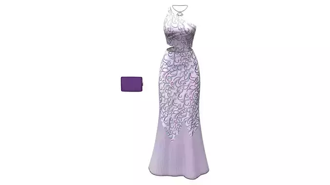 Mauve One Shoulder Top Mermaid Skirt Necklace Purse Outfit