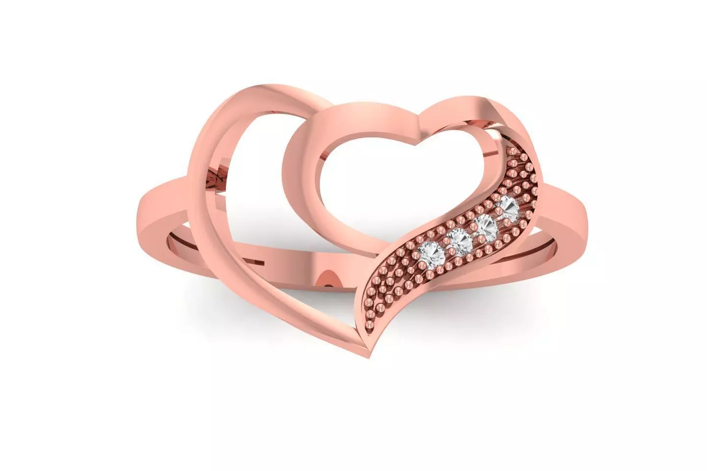 Solitaire Wedding Engagement Heart Ring 3D print model_0