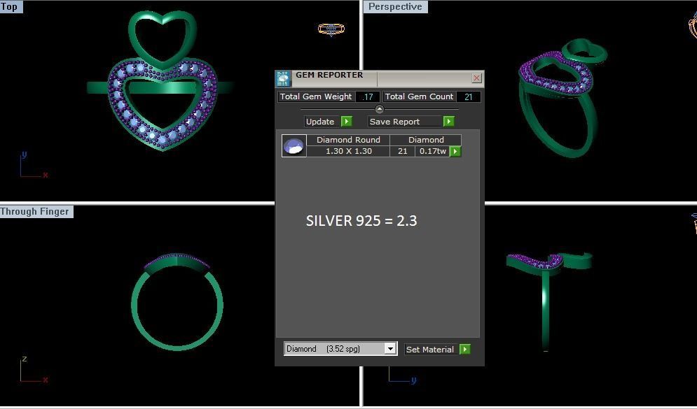 Solitaire Wedding Engagement Heart Ring 3D print model_4