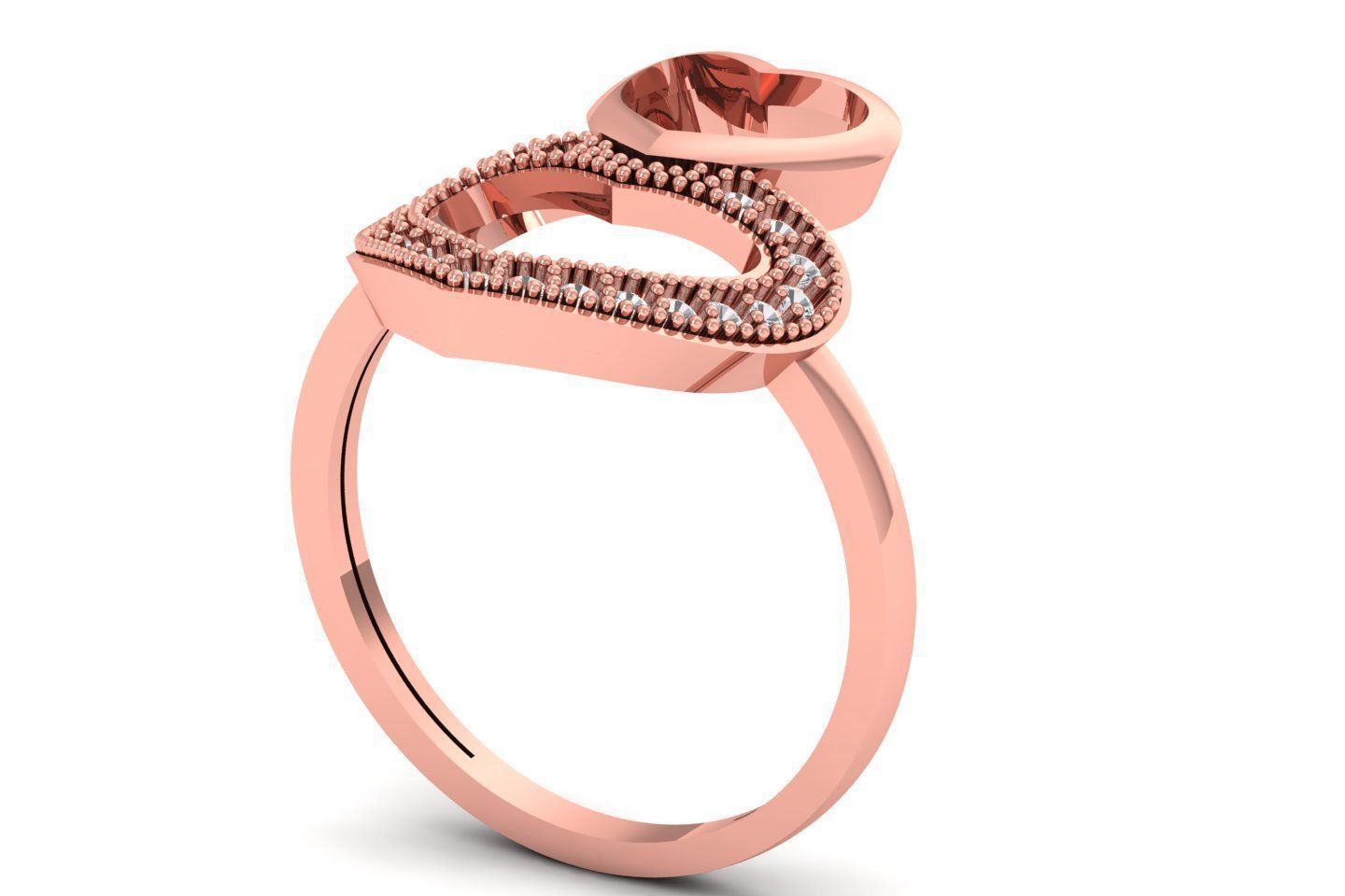 Solitaire Wedding Engagement Heart Ring 3D print model_3