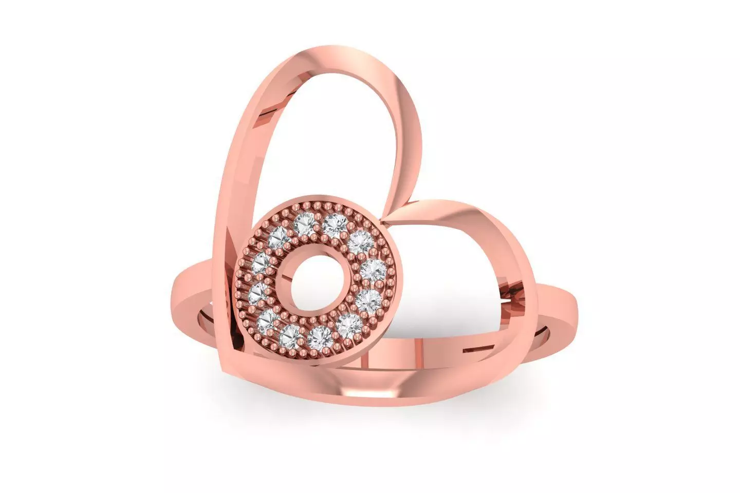 Solitaire Wedding Engagement Heart Ring 3D print model_0