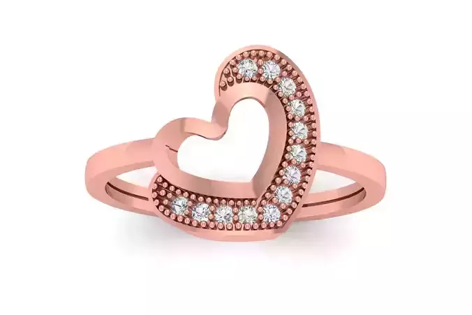 Solitaire Wedding Engagement Heart Ring 3D print model