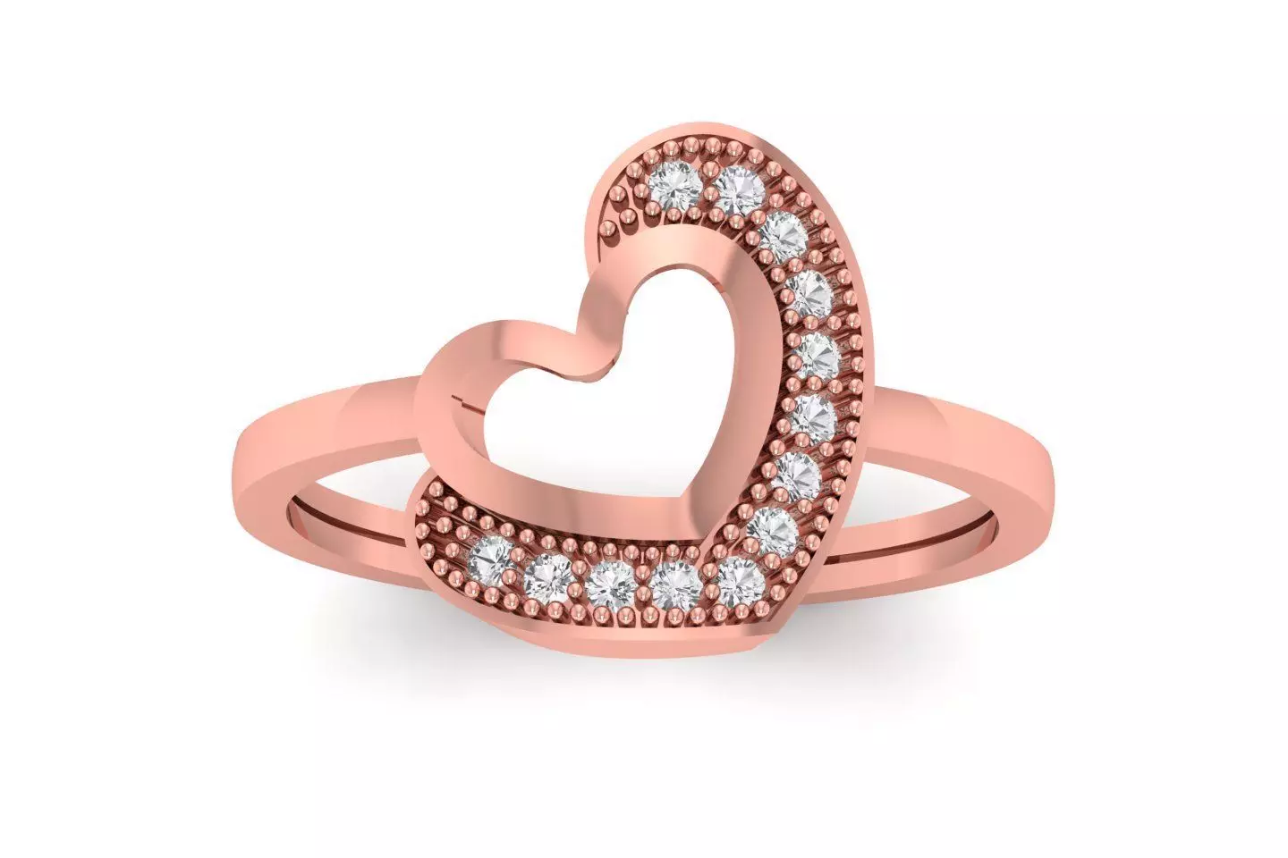 Solitaire Wedding Engagement Heart Ring 3D print model_0