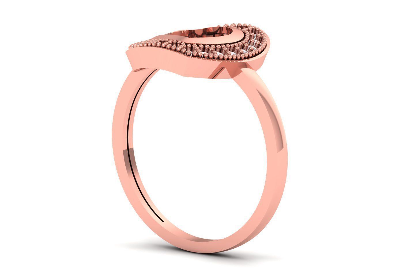 Solitaire Wedding Engagement Heart Ring 3D print model_1