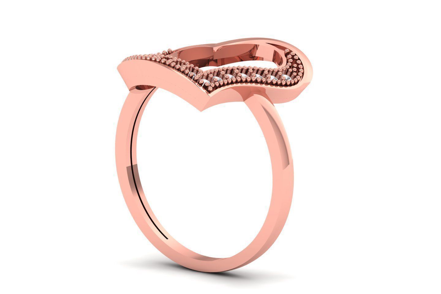 Solitaire Wedding Engagement Heart Ring 3D print model_3