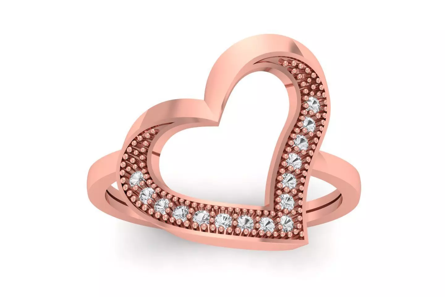 Solitaire Wedding Engagement Heart Ring 3D print model_0