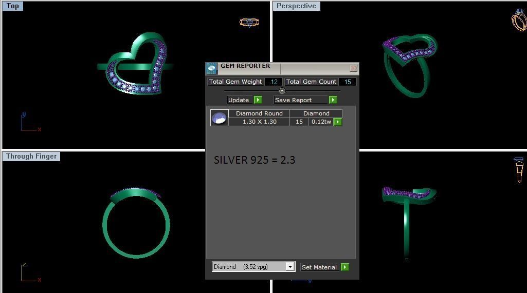 Solitaire Wedding Engagement Heart Ring 3D print model_4