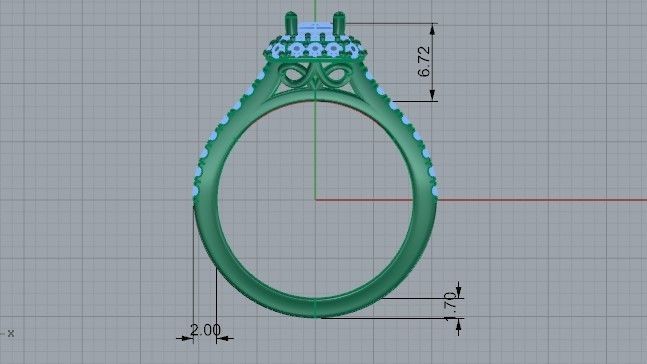 Round Diamond ring 2047 3D print model  3D print model_6