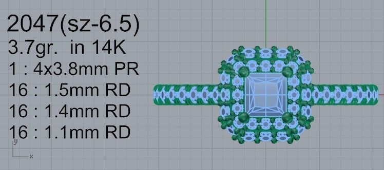 Round Diamond ring 2047 3D print model  3D print model_4