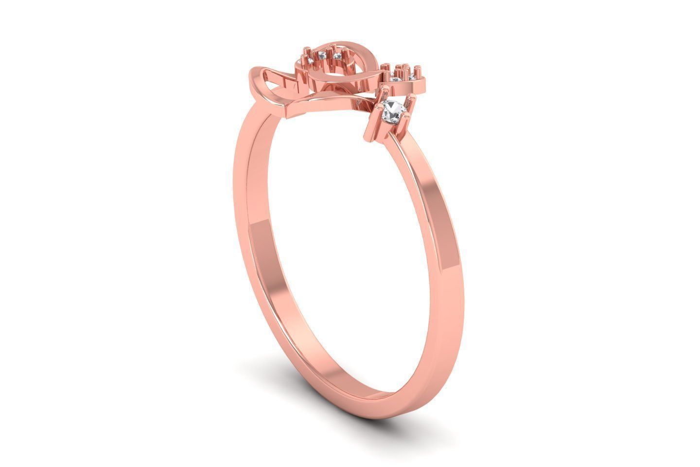 Solitaire Wedding Engagement Heart Ring 3D print model_1