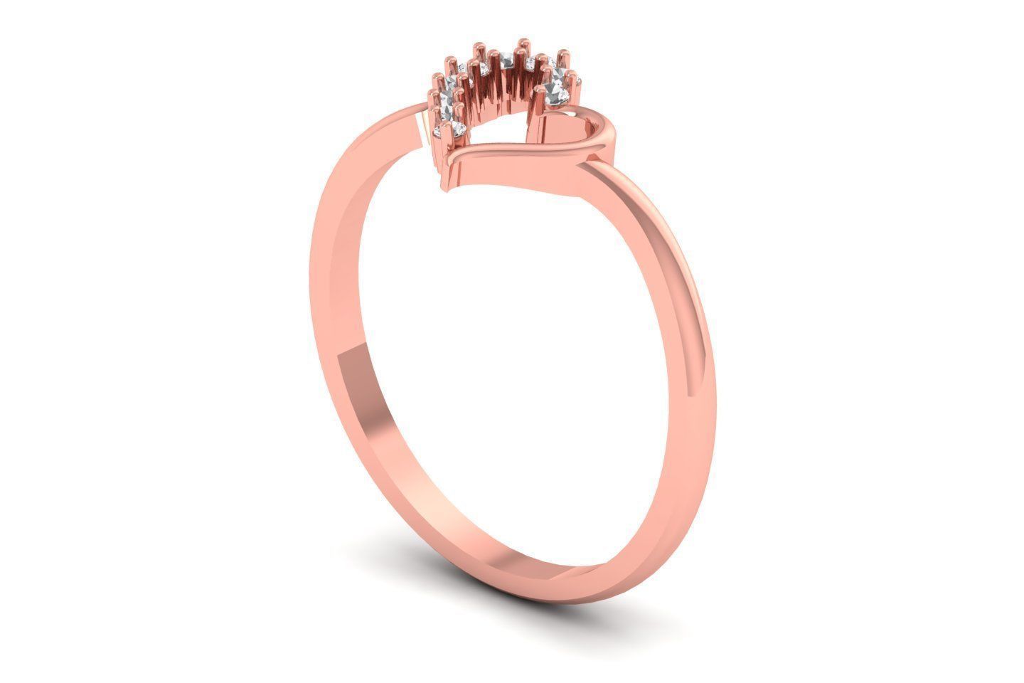 Solitaire Wedding Engagement Heart Ring 3D print model_2