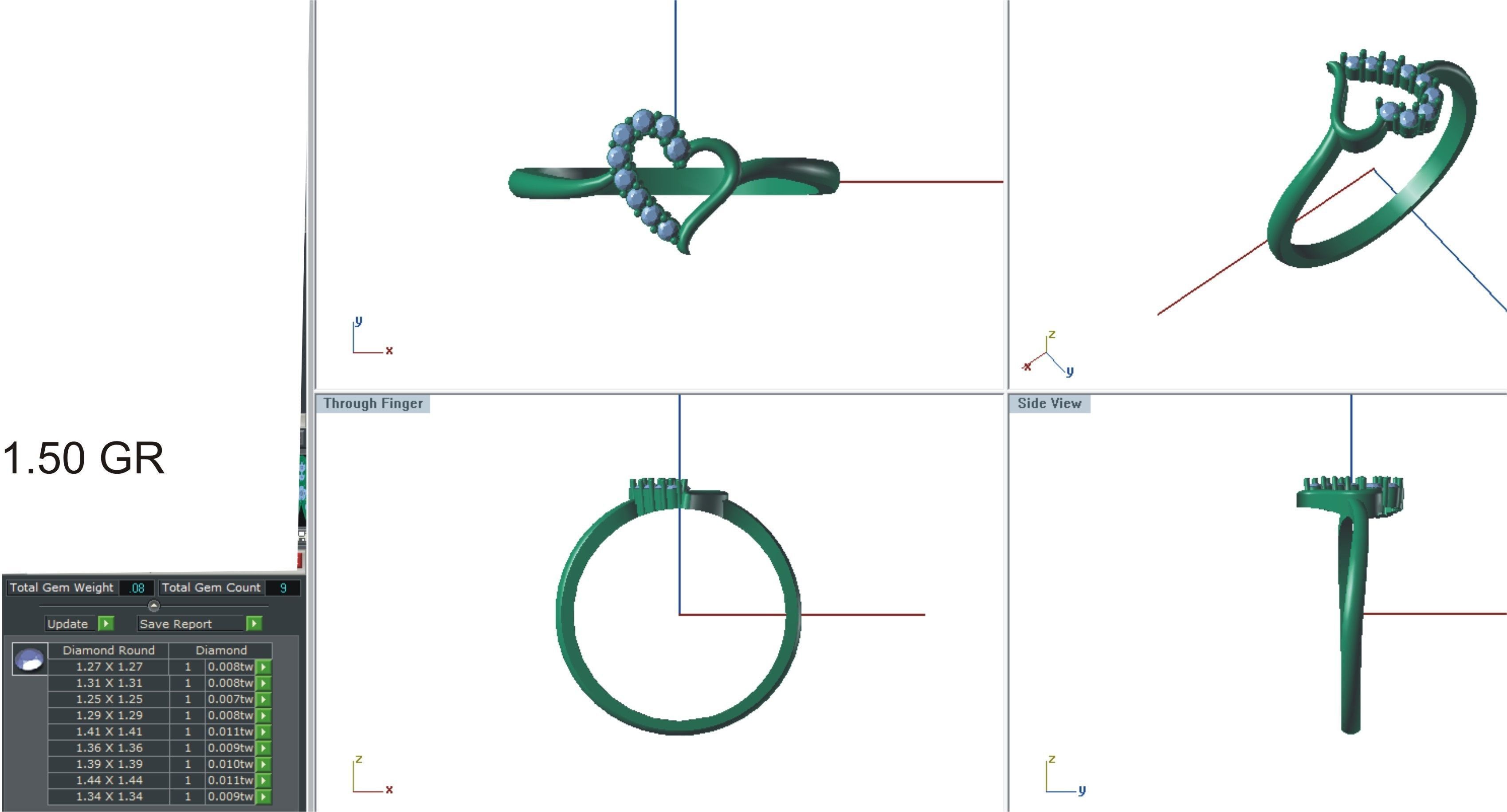 Solitaire Wedding Engagement Heart Ring 3D print model_3