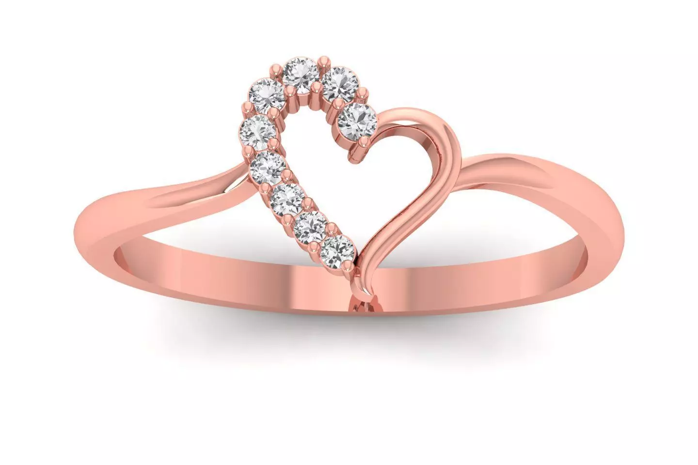 Solitaire Wedding Engagement Heart Ring 3D print model_0