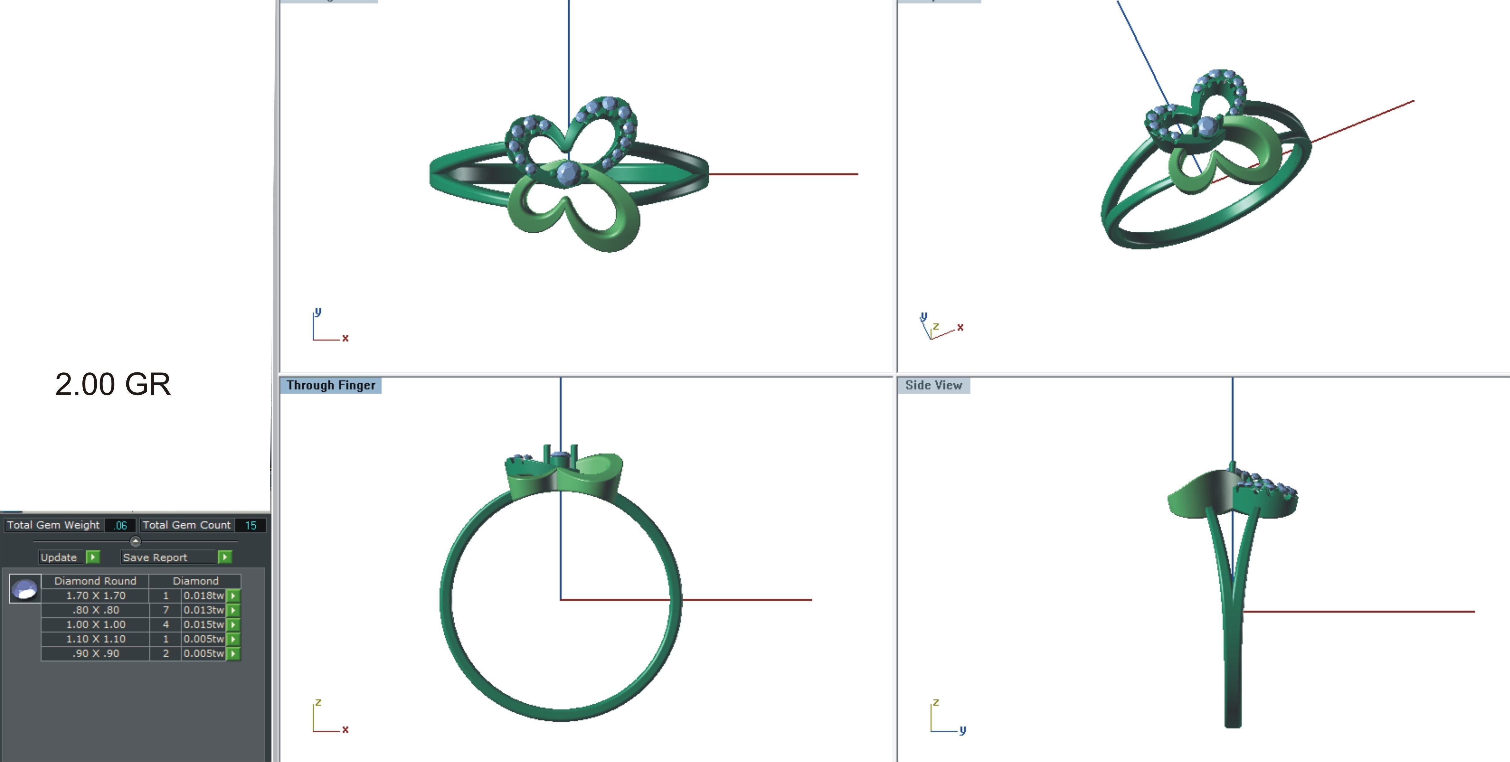 Solitaire Wedding Engagement Double Band Heart Ring 3D print model_3