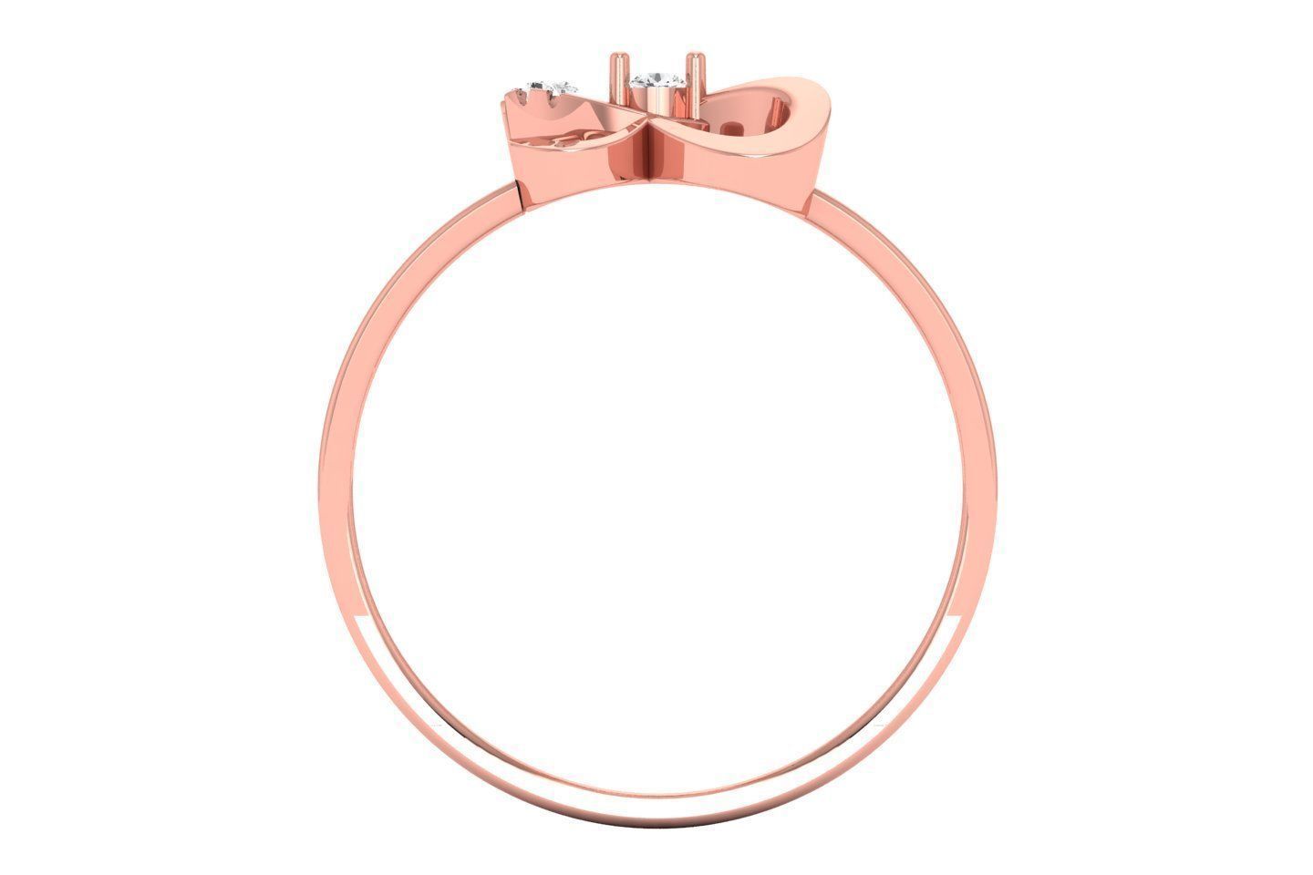 Solitaire Wedding Engagement Double Band Heart Ring 3D print model_2