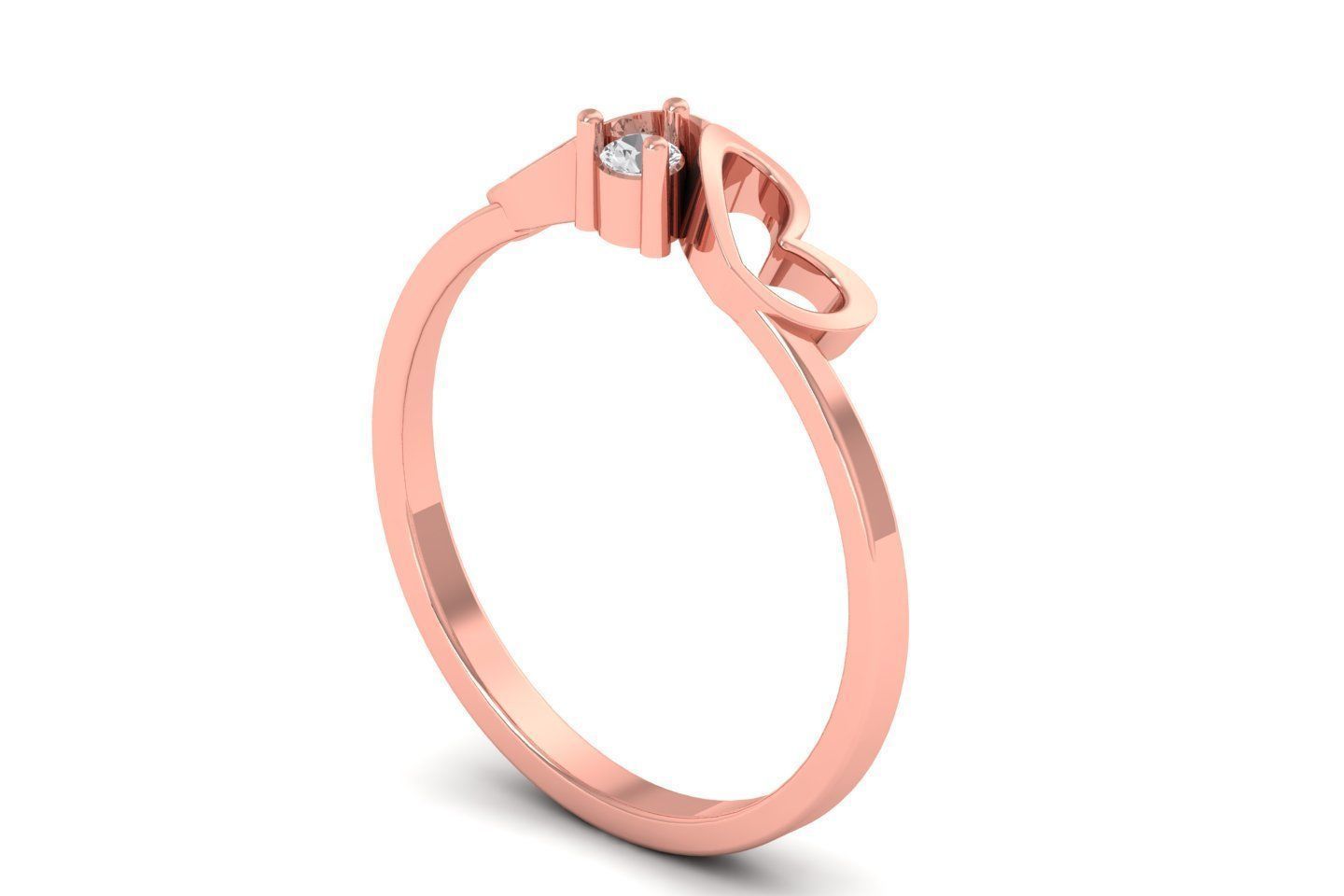 Solitaire Wedding Engagement Heart Ring 3D print model_2