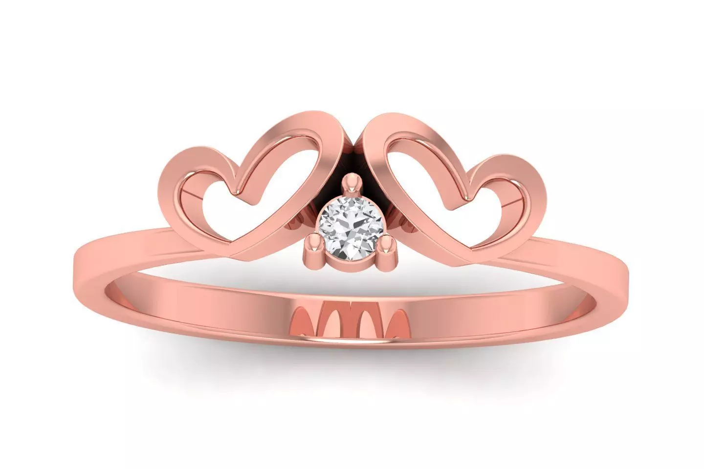 Solitaire Wedding Engagement Heart Ring 3D print model_0