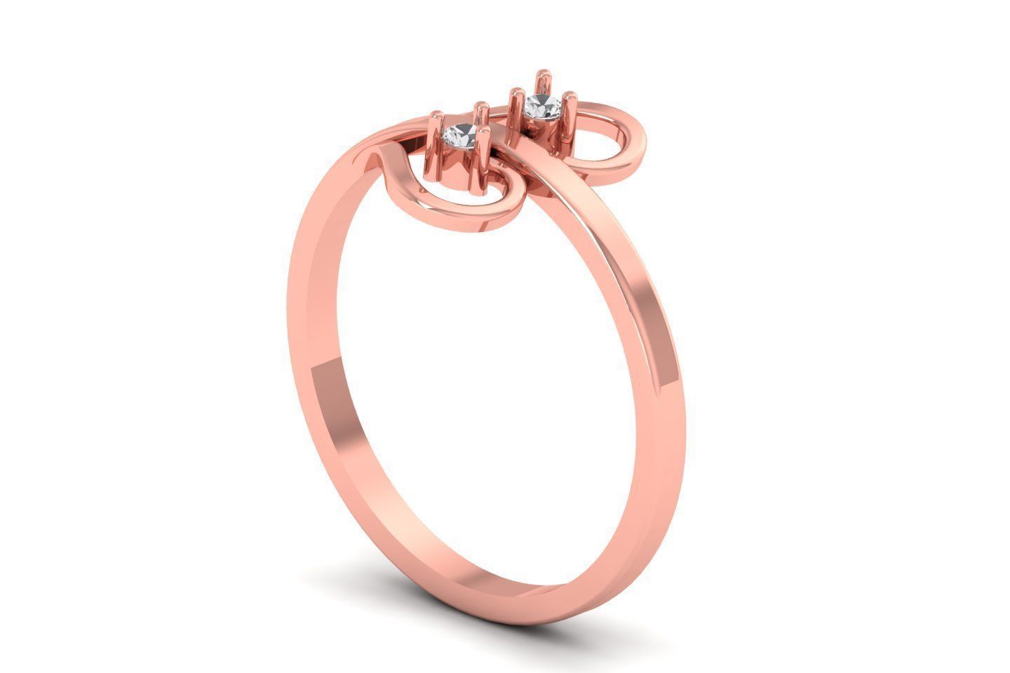 Solitaire Wedding Engagement Heart Ring 3D print model_1