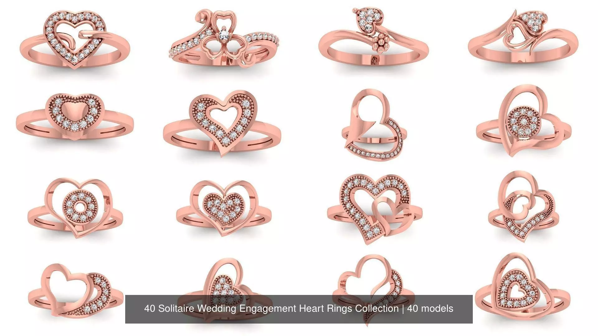 40 Solitaire Wedding Engagement Heart Rings Collection _0