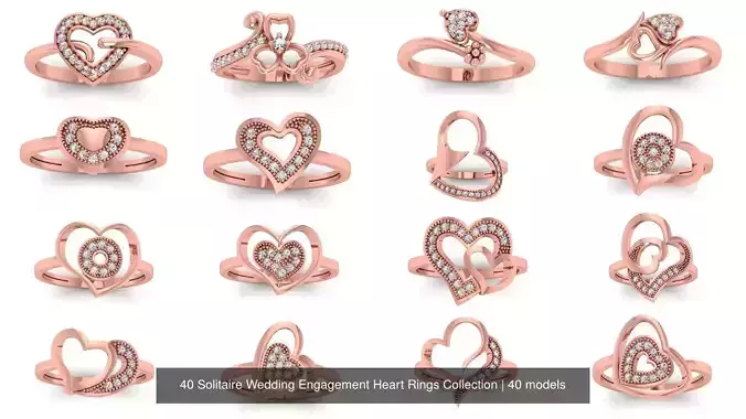 40 Solitaire Wedding Engagement Heart Rings Collection 