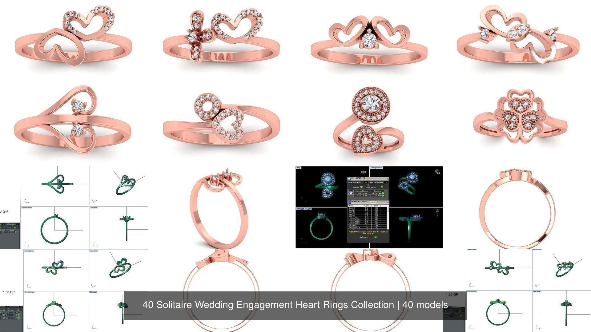 40 Solitaire Wedding Engagement Heart Rings Collection _2
