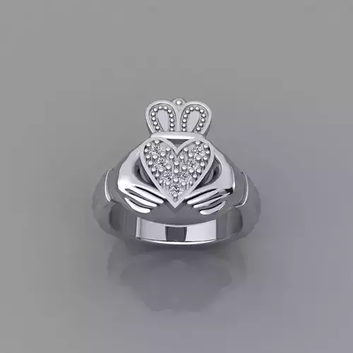 Small Stone With Heart Ring 3d Model