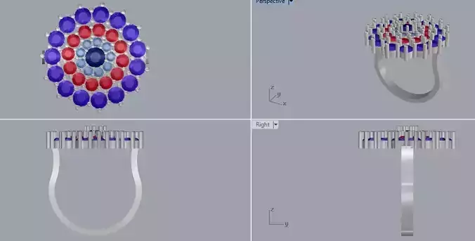 Sterling Silver Cocktail Gemstones  Ring Jewelry