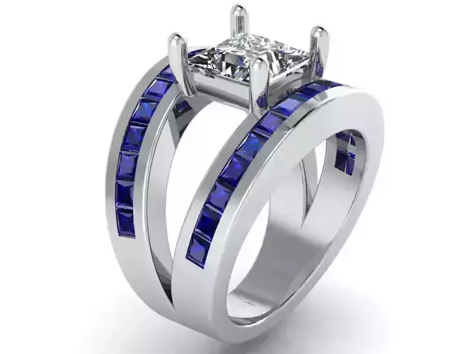 2-Row Diamond ring with  stone 2051 3D print model