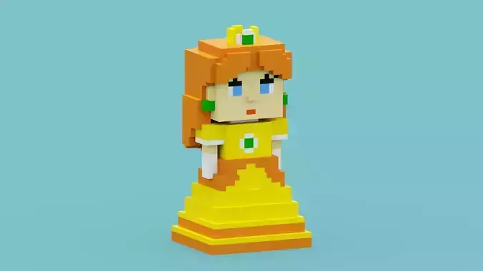 Voxel Princess Daisy Low-poly 3D model