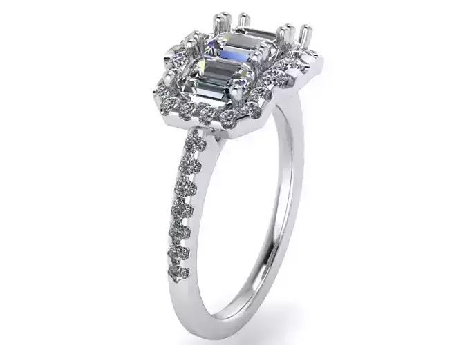 3-Stone Nerrow Diamond ring 2054 3D print model 