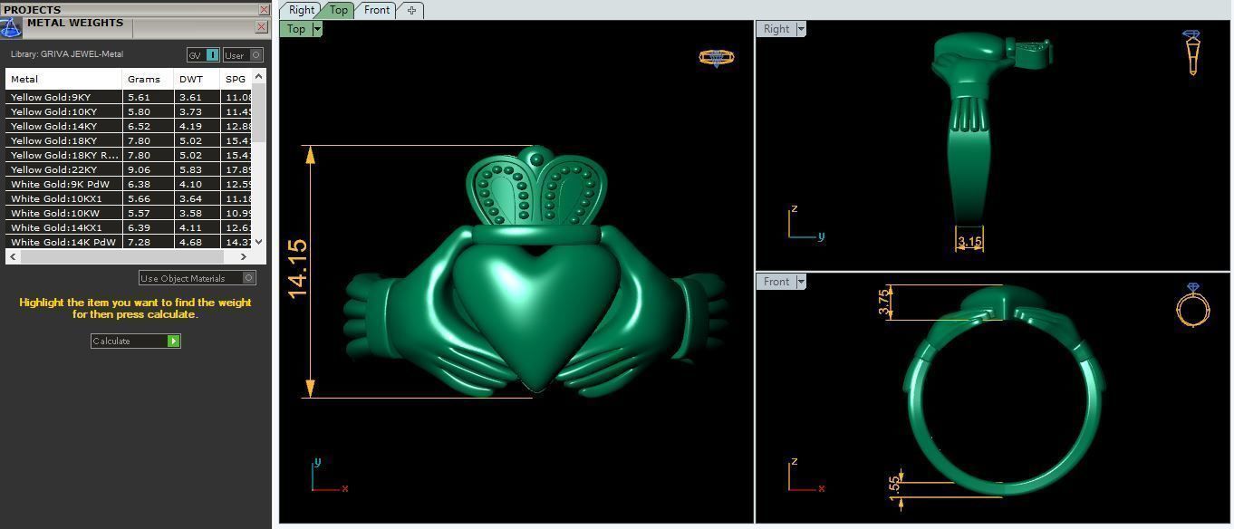 Plain Heart Ring 3d Model and Render  3D print model_9