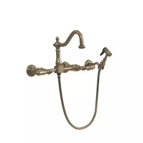 Heritage Wall Mount Bridge Kitchen Faucet Wit