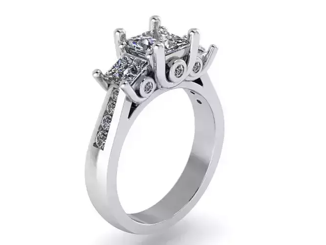 3-Stone Diamond ring 2056 3D print model 