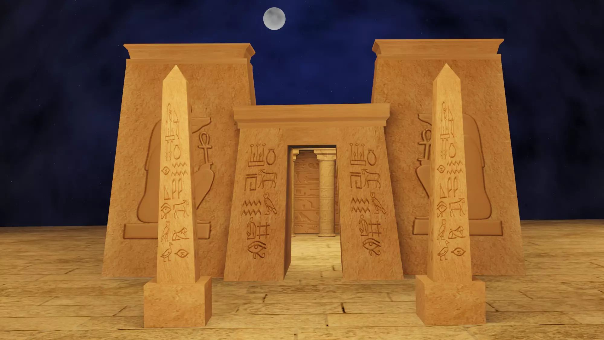 Egyptian temple pharaonic temple 3D model_0