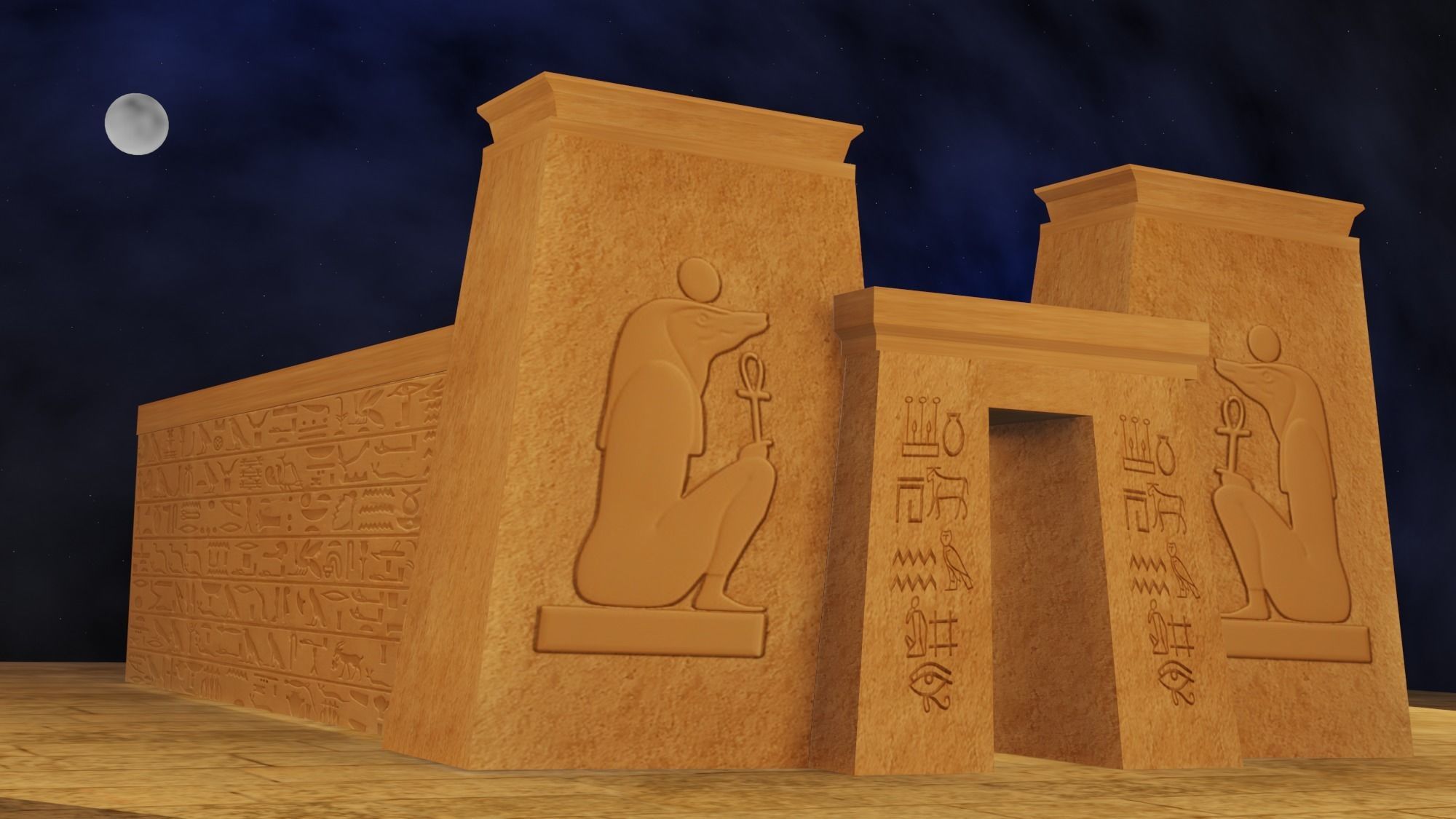 Egyptian temple pharaonic temple 3D model_1
