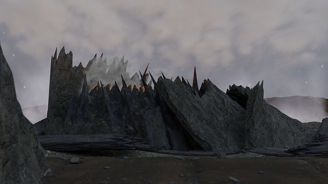Volcano rock formation in middle of desert Free 3D model