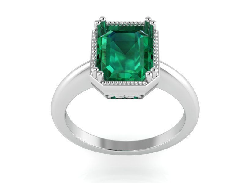 Square Green stone ring 2060 3D print model 3D print model_2