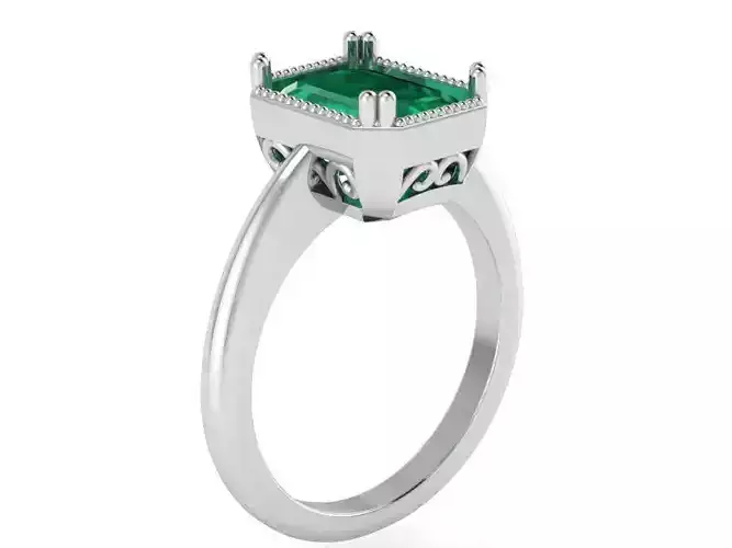 Square Green stone ring 2060 3D print model
