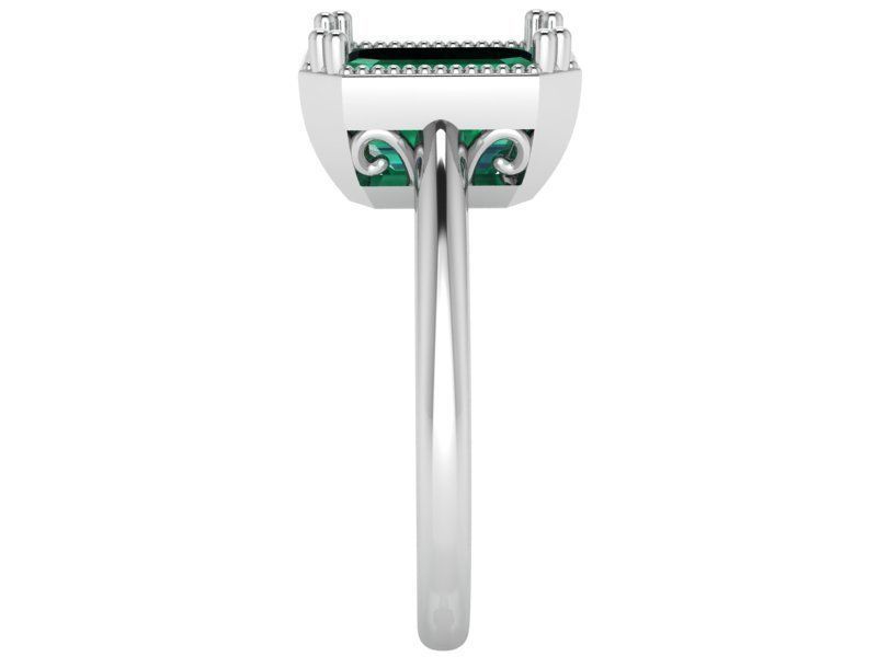 Square Green stone ring 2060 3D print model 3D print model_3