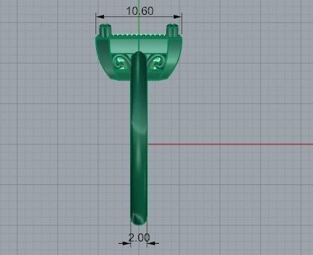 Square Green stone ring 2060 3D print model 3D print model_7