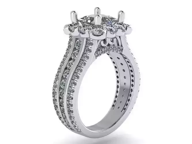 3-Row Diamond ring 2061 3D print model