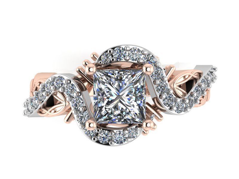 Round Halo Twisted ring 2065 3D print model 3D print model_2