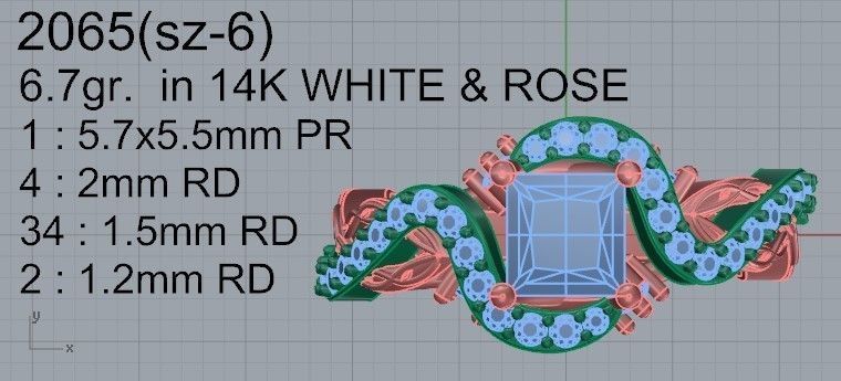 Round Halo Twisted ring 2065 3D print model 3D print model_4