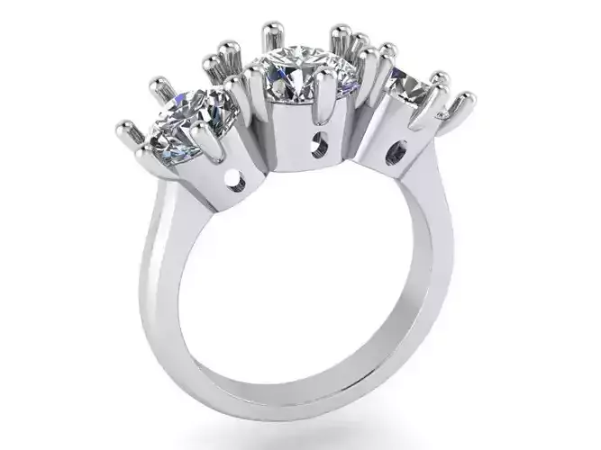 3-Stone Diamond ring 2066 3D print model 