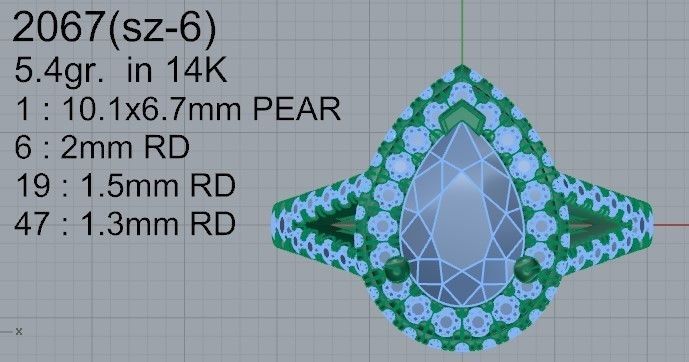 Tear Diamond ring 2067 3D print model 3D print model_4